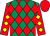 Emerald green and red diamonds, red sleeves, yellow diamonds, red cap ()