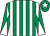 Emerald green and white stripes, diabolo on sleeves, emerald green cap, white star ()