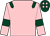 Pink, dark green epaulets and armlets, dark green cap, pink spots ()