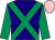 Dark blue, emerald green cross belts and sleeves, pink cap ()