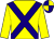 Yellow, dark blue cross belts, dark blue and yellow quartered cap ()
