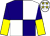 Dark blue and white (quartered), dark blue and yellow halved sleeves, white cap, yellow stars ()