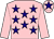 Pink, dark blue stars, pink sleeves, pink cap, dark blue star ()