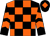 Black and orange check, chevrons on sleeves, black cap, orange diamond ()