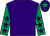 Purple, emerald green sleeves, purple stars, purple cap, emerald green star ()
