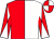 Red and white (halved), diabolo on sleeves, quartered cap ()