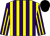 Purple and yellow stripes, black cap ()