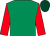 Emerald green, red sleeves, dark green cap ()