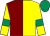 Maroon and yellow (halved), yellow sleeves, emerald green armlets, emerald green cap ()