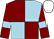 Maroon and light blue (quartered), maroon sleeves, light blue armlets, white cap ()