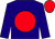 Dark blue, red disc, red cap ()