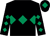 Black, emerald green triple diamond, diamonds on sleeves, black cap, emerald green diamond ()