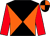 Black and orange diabolo, red sleeves, black and orange quartered cap ()