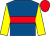 Royal blue, red hoop, yellow sleeves, red cap ()