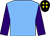 Cambridge blue, purple sleeves, black cap, gold spots ()