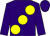 Purple, large yellow spots, purple cap ()