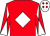 Red, white diamond, diabolo on sleeves, white cap, red diamonds ()