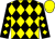 Black and yellow diamonds, yellow cap (J Messara, J Leaver & A Jones)