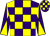 Purple and yellow check, diabolo on sleeves (Derek J Willis & Rae Guest)