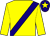 Yellow, dark blue sash, dark blue cap, yellow star ()