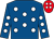 Royal blue, white spots, red cap, white spots ()