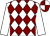 White & maroon diamonds, white sleeves, quartered cap ()