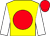 Yellow, red disc, white sleeves, red cap ()