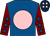 Royal blue, pink disc, maroon sleeves, royal blue stars, dark blue cap, pink spots (Mr Andrew Gemmell)