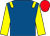 Royal blue, yellow epaulets and sleeves, red cap (Mrs C Barber)