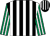 Black and white stripes, emerald green and white striped sleeves (Lady Clarke)