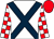 White, dark blue cross belts, red and white check sleeves, red cap (Mrs Angela Yeoman)