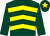 Dark green, yellow chevrons, dark green sleeves, dark green cap, yellow star (Total Plumbing Supporters Club)