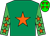 Emerald green,orange star,emGreen sleeves,orange stars,green cap,orange stars (R A Scott)