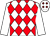 White & red diamonds, white sleeves, white cap, maroon diamonds (Stephen Curran)