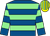 Royal blue & light green hoops, yellow & light green striped cap (J Rogers)