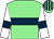 Light green, dark blue hoop, white sleeves, dark blue armlet, light green & dark blue striped cap (Peter William Partnership)