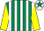 Emerald green & white stripes, yellow sleeves, white cap, emerald green star (John G Hayes)