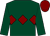 Dark green, maroon triple diamond, maroon cap (Mrs L J McLeod)