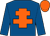 Royal blue, orange cross of lorraine, orange cap (Jerome Sheehan)