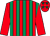 Red & emerald green stripes, red sleeves, red cap, emerald green stars (Mrs Anne Morrissey)