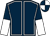 DARK BLUE, WHITE seams, halved sleeves, DARK BLUE and WHITE quartered cap (Qatar Bloodstock Ltd)