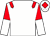 White, red epaulets, red and white halved sleeves, white cap, red diamond (Mr M D Hammond)
