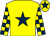 Yellow, dark blue star, check sleeves, yellow cap, dark blue star (Twelve Go Racing)