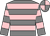 Grey, pink hoops, quartered cap (Mrs P J Taylor-Garthwaite)