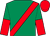 Emerald green, red sash, halved sleeves, red cap (Mr P J Cave)