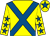 Yellow, royal blue cross belts, yellow sleeves, royal blue stars, yellow cap, royal blue star (Mr S Gillen)