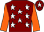 Maroon, white stars, orange sleeves, maroon cap, white star (Peter Smith P C Coaches Limited)