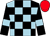 Black and light blue check, black sleeves, light blue armlets, red cap (D Gilbert, M Lawrence, A Bruce)