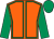 Orange, emerald green seams, sleeves and cap (M J Vandenberghe & Portlee Bloodstock)