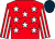 Red, white stars, striped sleeves, dark blue cap (De Courcey Racing Club)